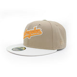 Los Angeles Dodgers Script Two Tone Kahki Orange 59FIFTY