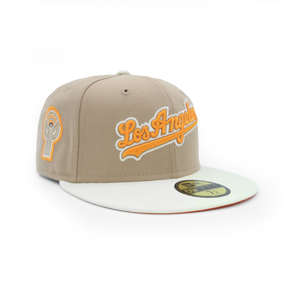 Los Angeles Dodgers Script Two Tone Kahki Orange 59FIFTY