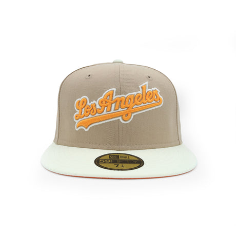 Los Angeles Dodgers Script Two Tone Kahki Orange 59FIFTY